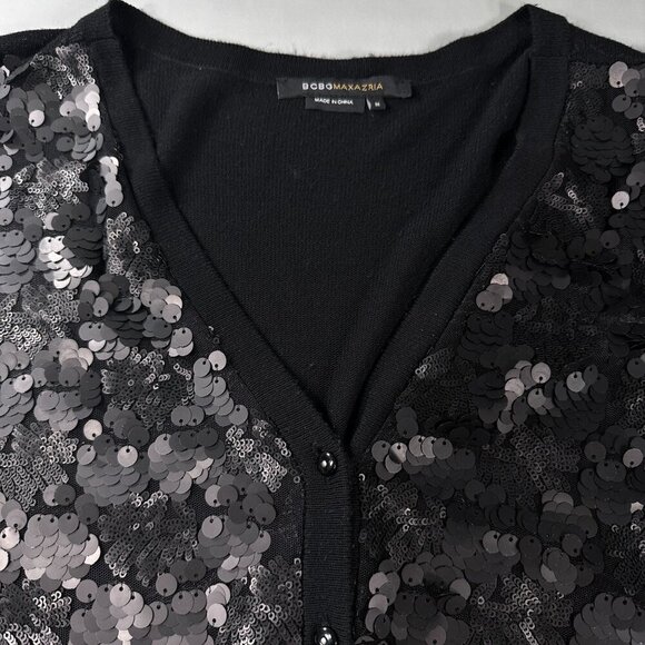 BCBGMaxazria Cardigan Sequins Women Button Front Evening Long Sleeve Sweater - Picture 15 of 16